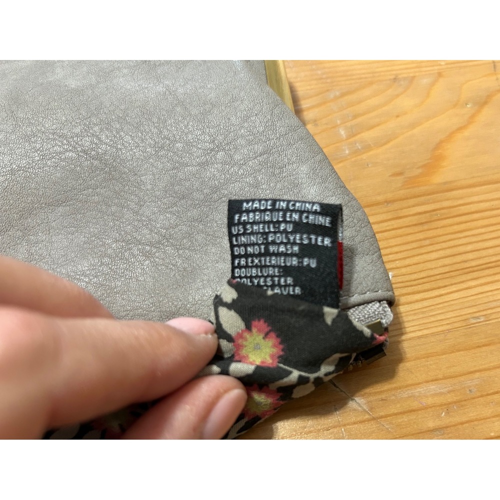Urban Expressions Gray Vegan Leather Kiss Lock Wallet Floral Lining Minimal - Picture 5 of 8